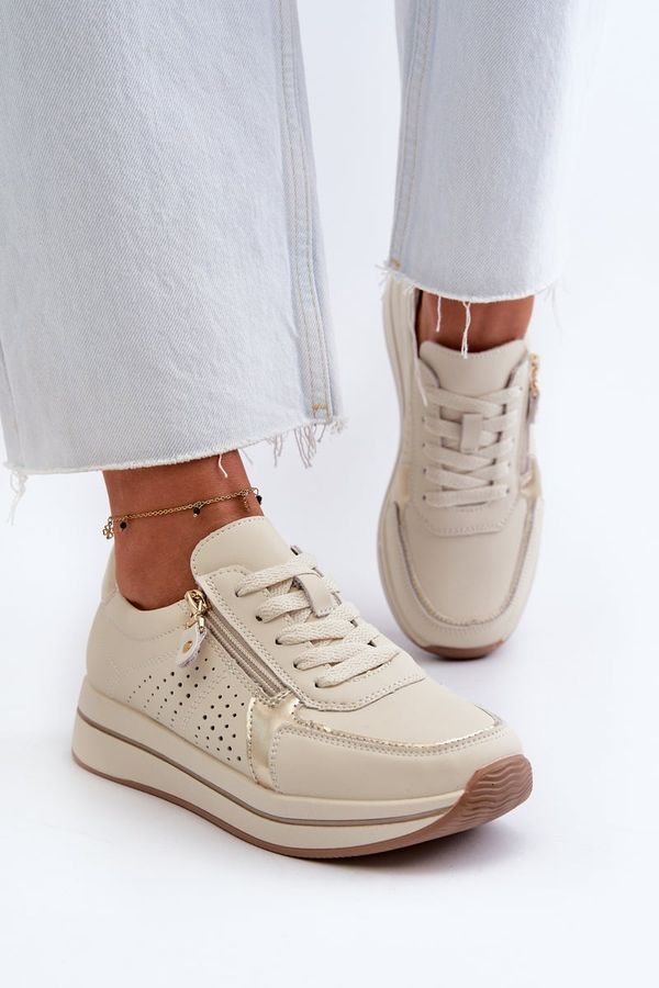 PE1 PE1 Women's Leather Platform Sneakers Beige Ligustra