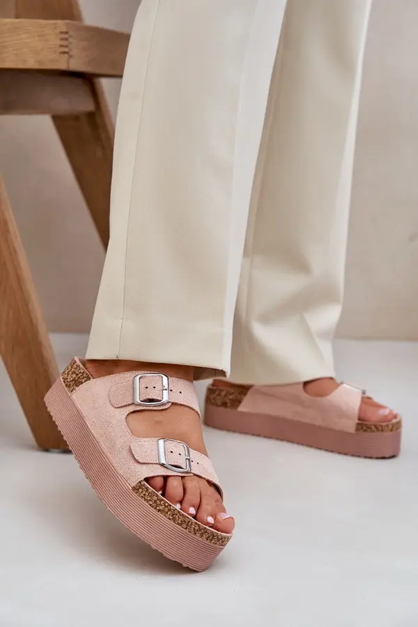 Boto PE1 Women's Sandals On Massive Platform With Buckles Pink Aramia