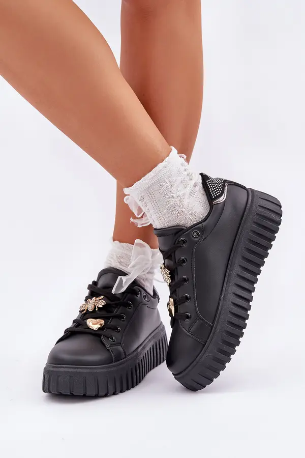 EVENTO PE1 Women's Sneakers With Flowers Black Grelesi