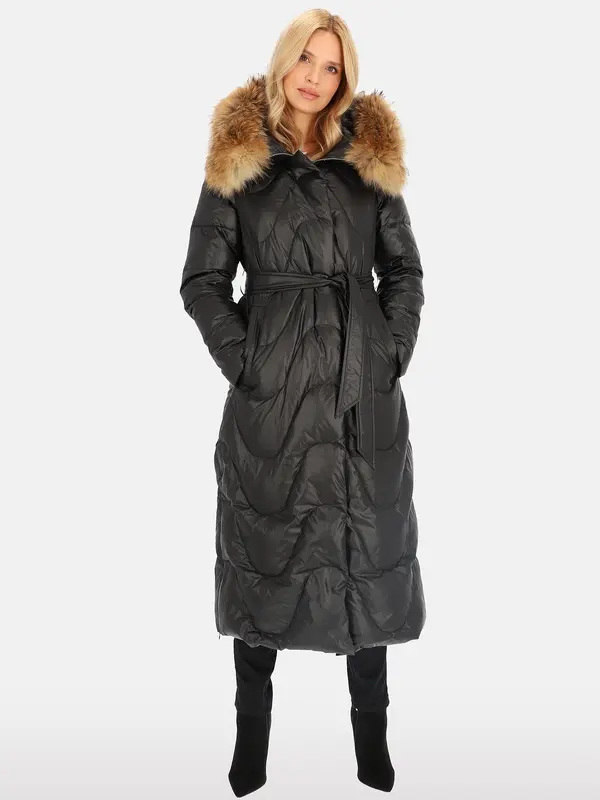 PERSO PERSO Woman's Women's coat tied with natural fur,  color