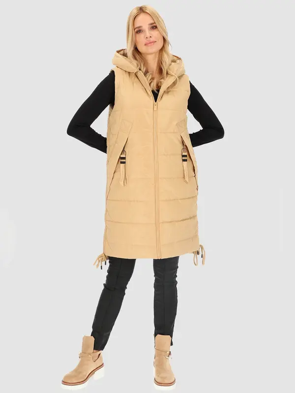 PERSO PERSO Woman's Women's long insulated leeveless jacket with hood