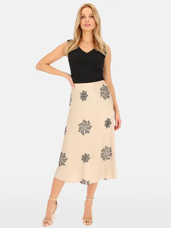 PERSO PERSO Woman's Women's midi skirt decorated with sequin embroidery