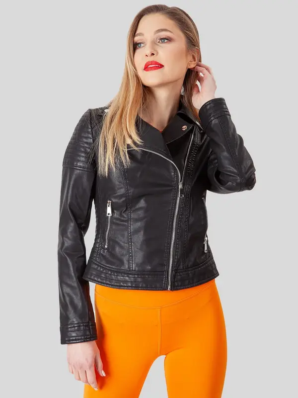 PERSO PERSO Woman's Women's short Ramones jacket made of eco-leather