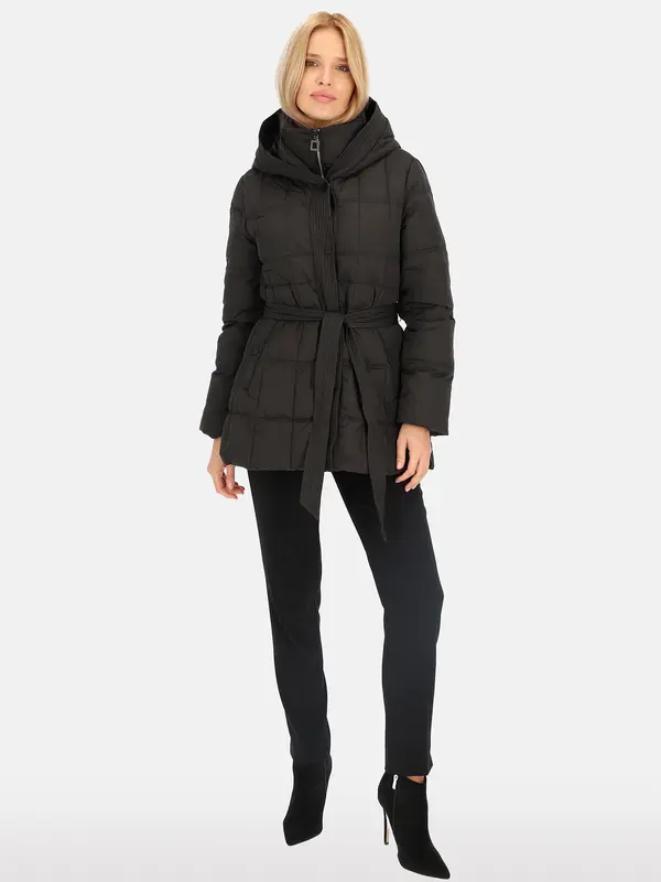 PERSO PERSO Woman's Women's short tied real down jacket with a hood ,  color