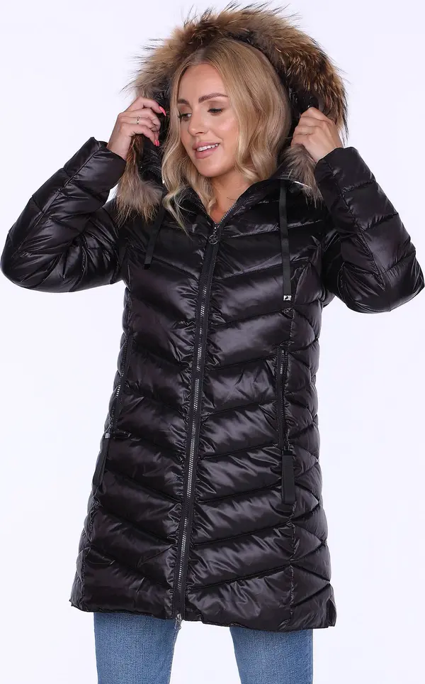 PERSO PERSO Woman's Women's winter jacket with natural fur on the hood,casual style