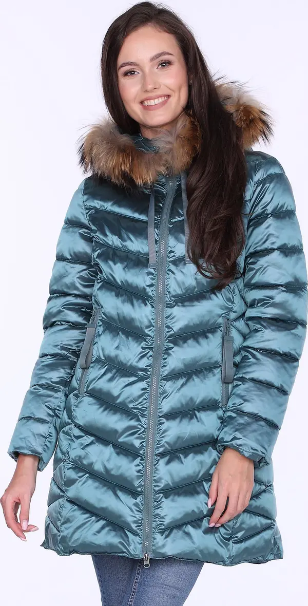 PERSO PERSO Woman's Women's winter jacket with natural fur on the hood,casual style