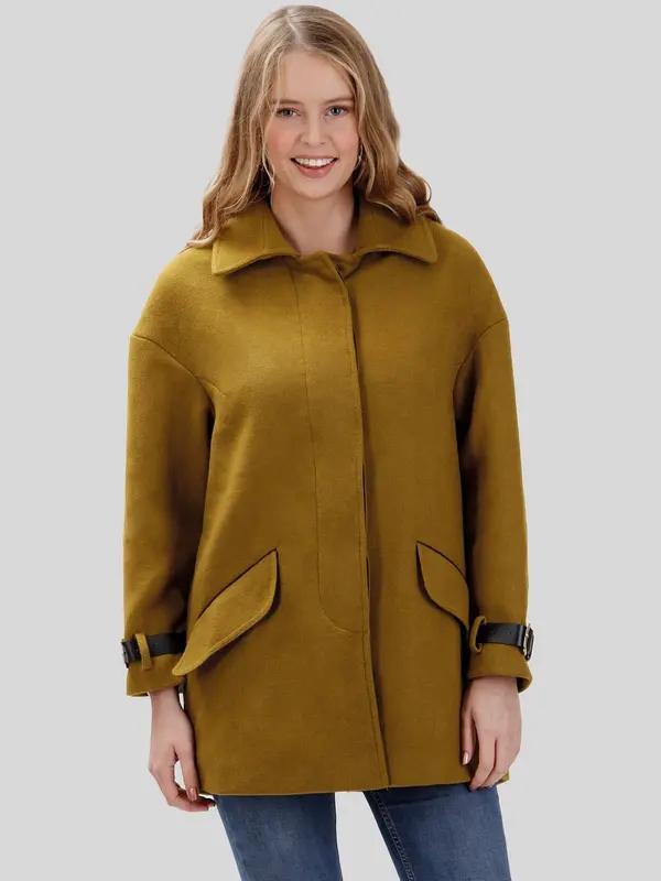 PERSO PERSO Woman's Women's wool coat with decorative straps