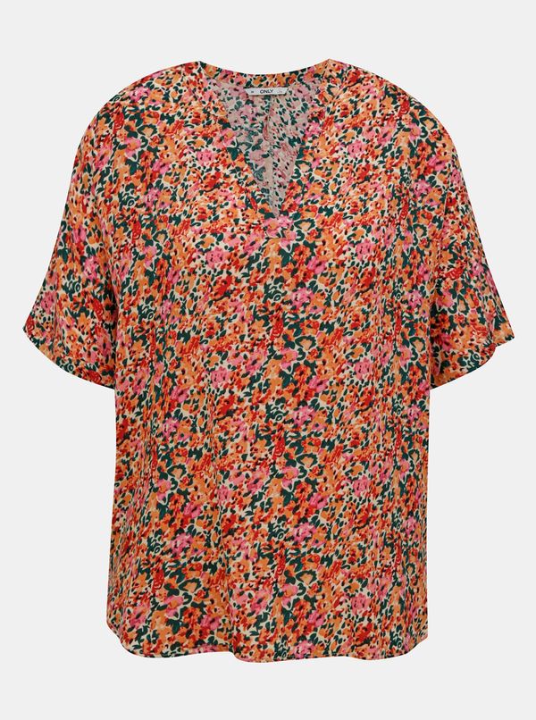 Only Pink-orange floral loose blouse ONLY Nova - Women