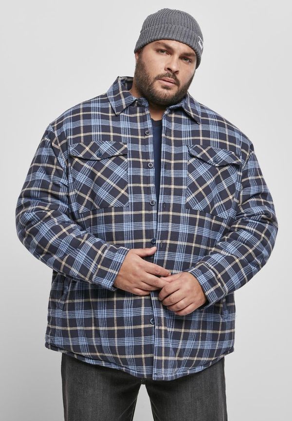 UC Men Plaid quilted shirt jacket light blue/navy blue