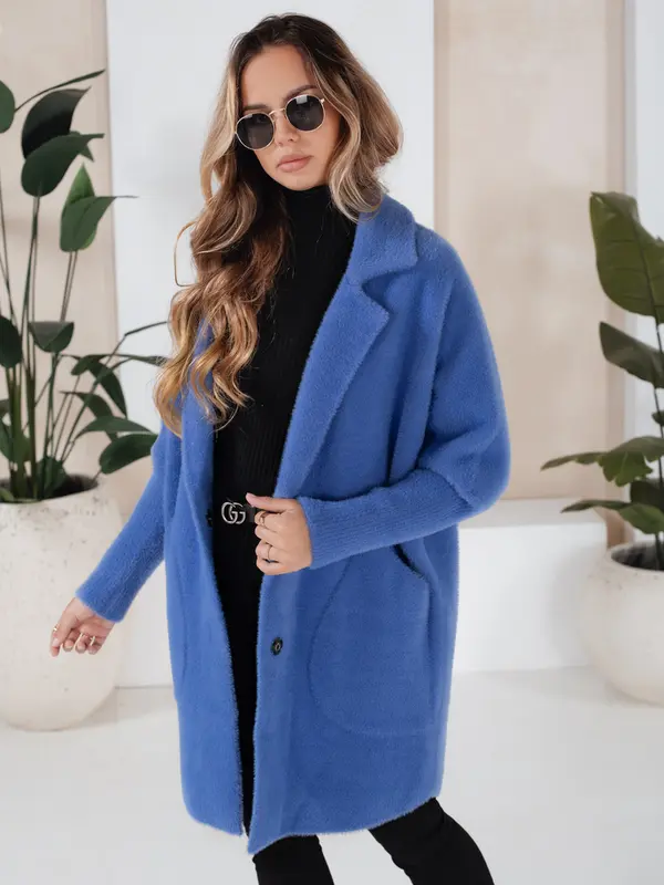 DStreet Płaszcz damski ala alpaka RITA II niebieski Dstreet