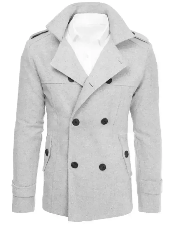 DStreet Płaszcz męski dwurzędowy jasnoszary Dstreet