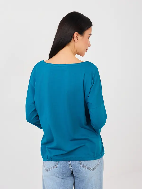 RUE PARIS Plava bluza s 3/4 rukavima