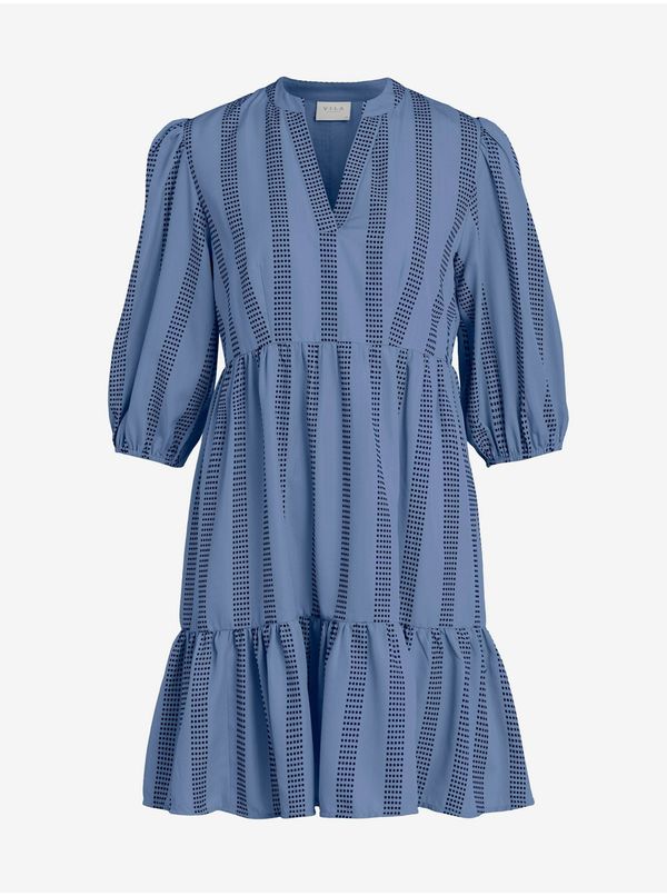 Vila Plava haljina s uzorkom s balon rukavima VILA Etna - Žene