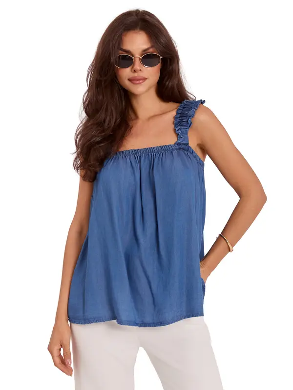 Italy Moda Plavi top s vezicama
