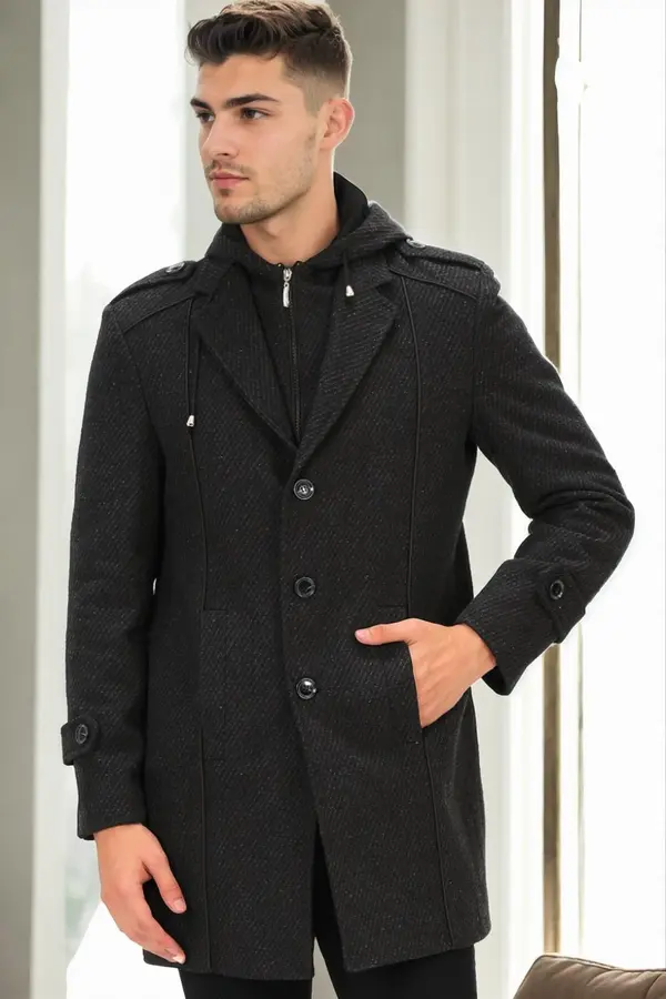 dewberry PLT9334 DEWBERRY MEN'S COAT-PATTERNED ANTHRACITE