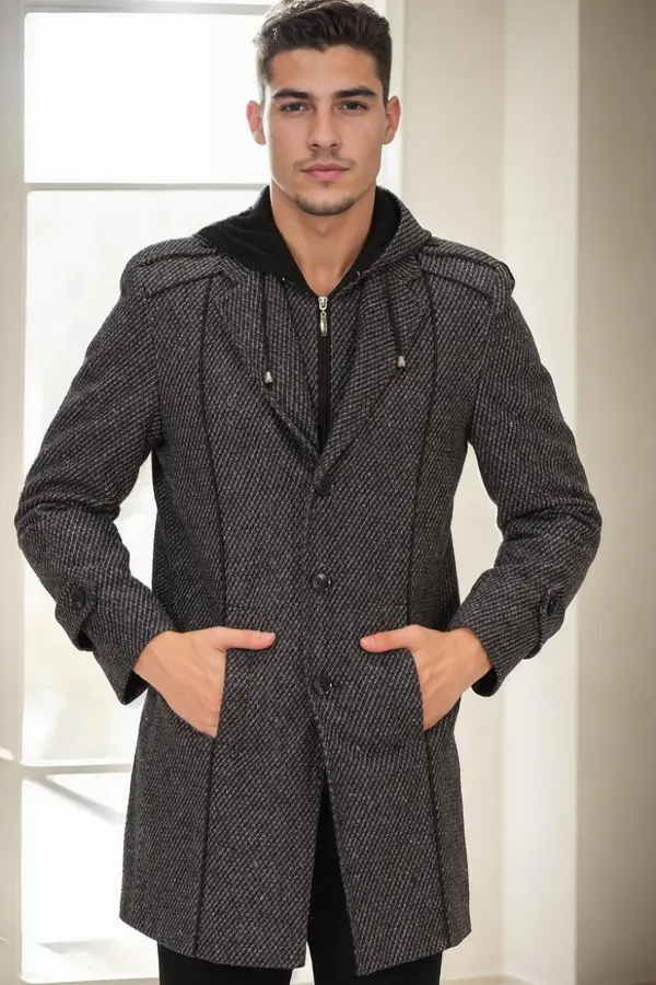 dewberry PLT9334 DEWBERRY MEN'S COAT-PRINT GREY