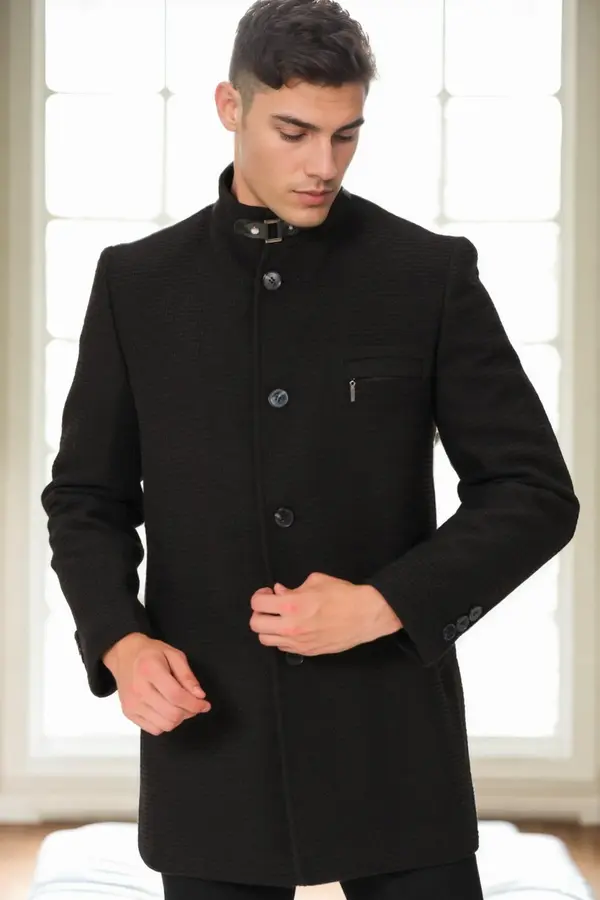 dewberry PLT9367 DEWBERRY MEN'S COAT-STRAIGHT BLACK