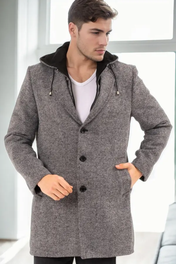 dewberry PLT9376 DEWBERRY MEN'S COAT-PRINT GREY