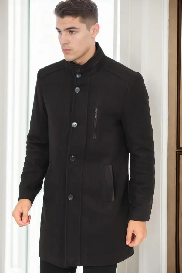 dewberry PLT9386 DEWBERRY MEN'S COAT-DIAGONAL BLACK