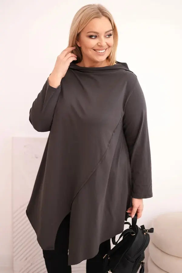Kesi Włoski Plus size asimetrična bluza s podvijenim rukavima