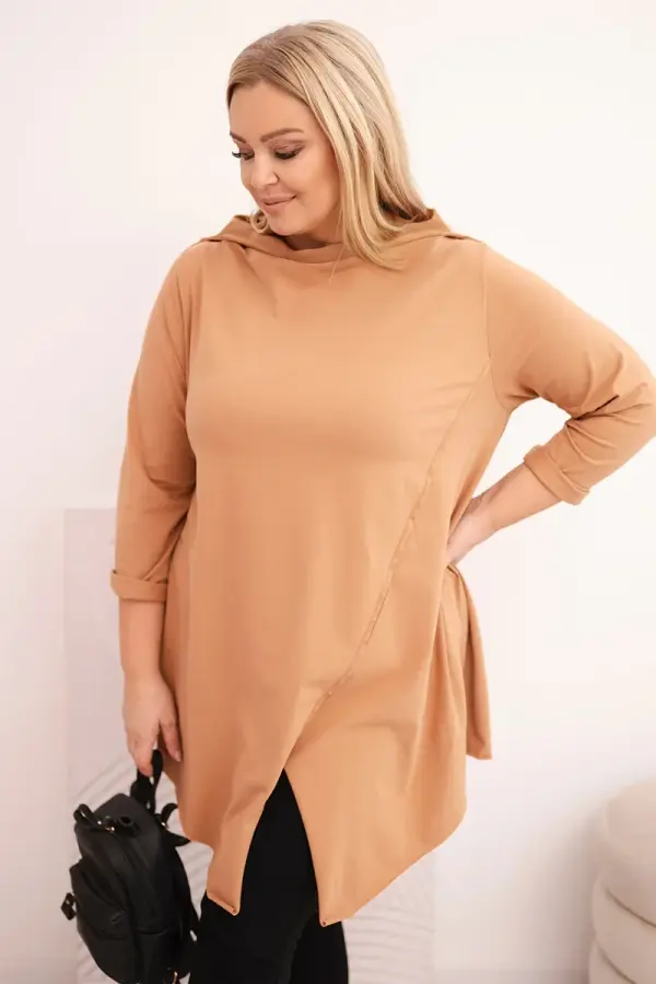Kesi Włoski Plus size asimetrična bluza s podvijenim rukavima