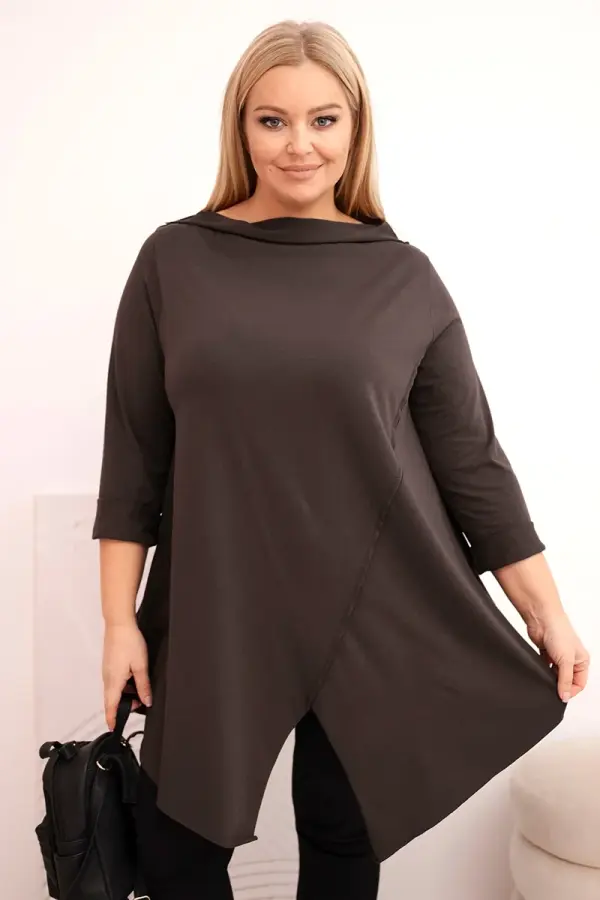 Kesi Włoski Plus size asimetrična bluza s podvrnutim rukavima