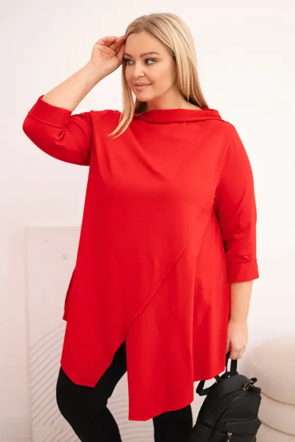 Kesi Włoski Plus size asimetrična bluza sa zavrnutim rukavima
