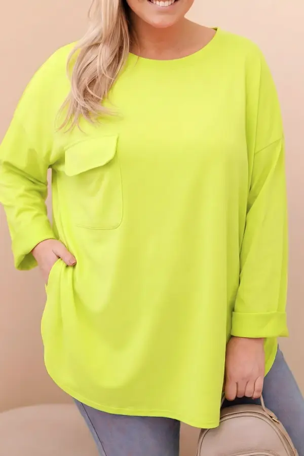 Kesi Włoski Plus size bluza s džepom, boje mente