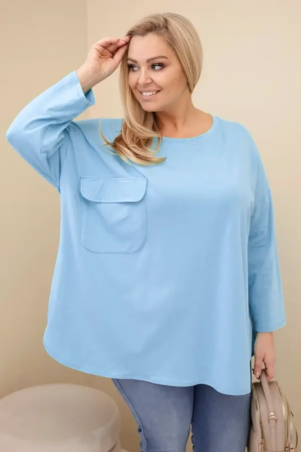 Kesi Włoski Plus size bluza s džepom i zavrnutim rukavima