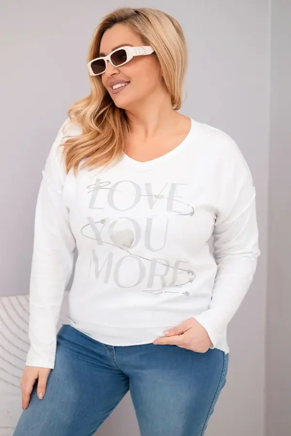 Kesi Włoski Plus size bluza s natpisom Volim te više