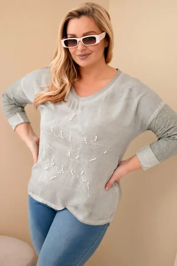 Kesi Włoski Plus size bluza s printom i biserima