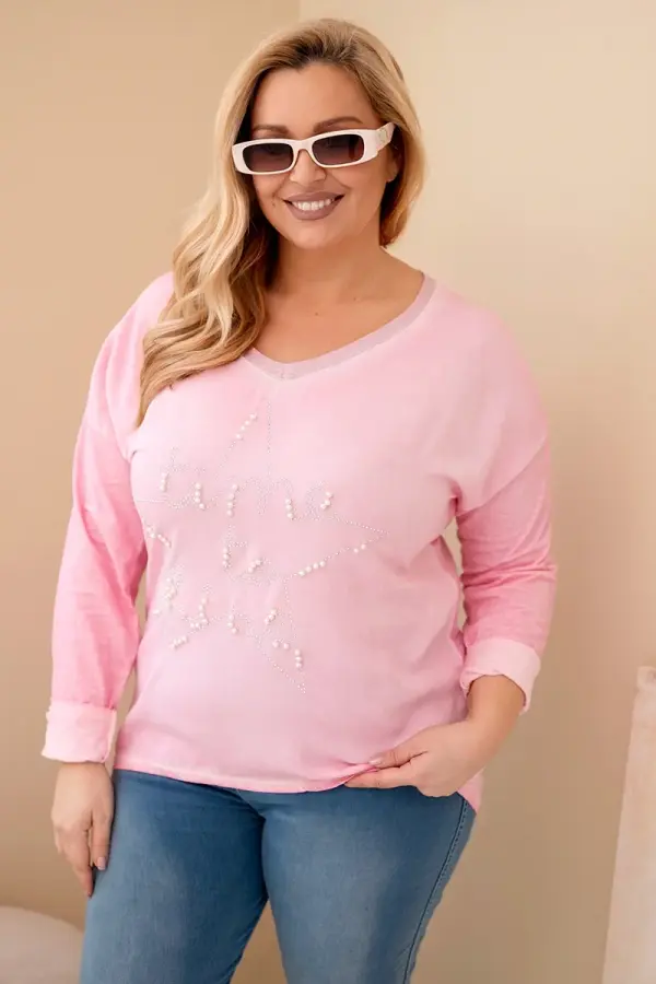 Kesi Włoski Plus size bluza s printom i biserima