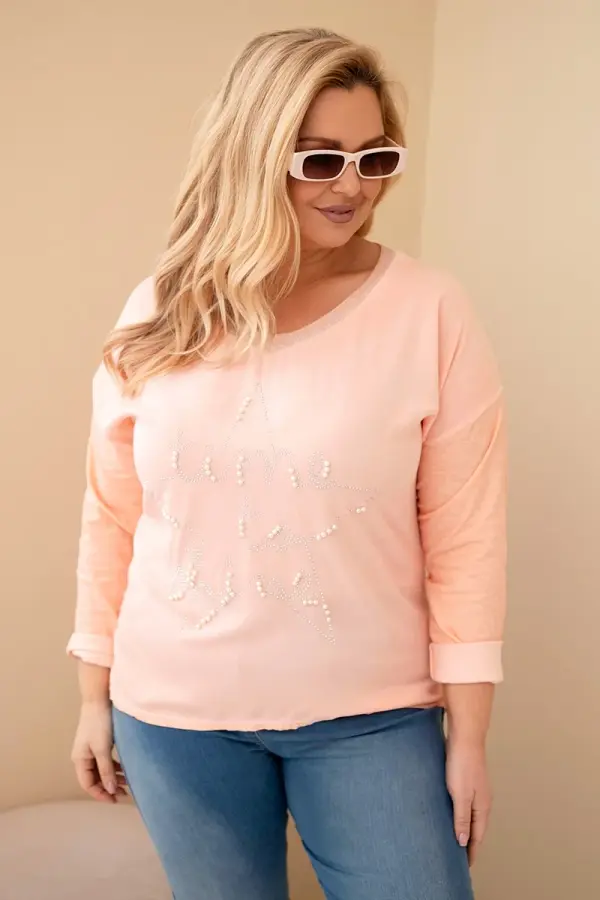 Kesi Włoski Plus size bluza s printom i biserima