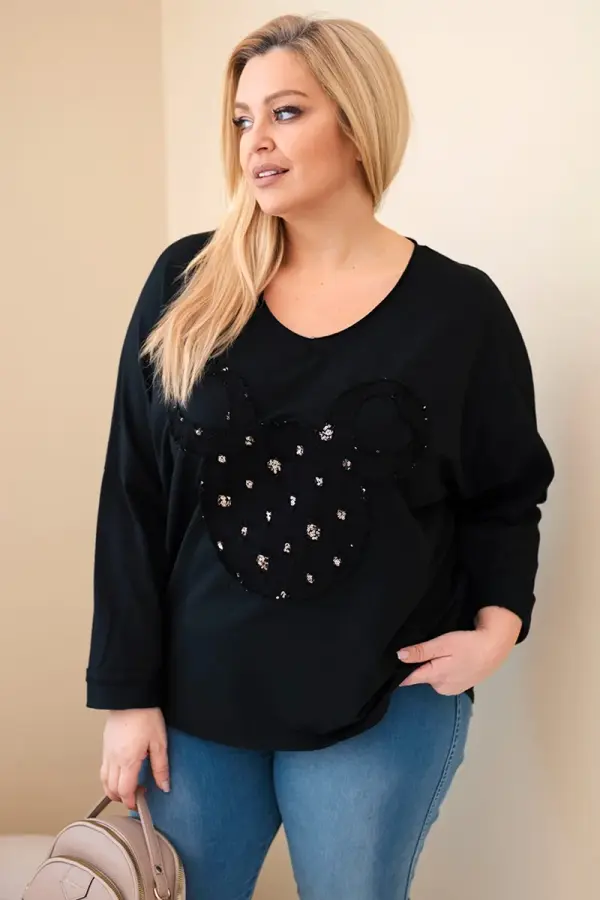 Kesi Włoski Plus size bluza s V-izrezom i aplikacijom