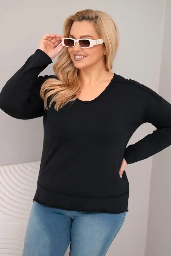 Kesi Włoski Plus size bluza s V-izrezom i dužim leđima