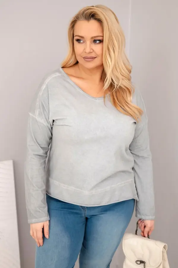 Kesi Włoski Plus size bluza s V-izrezom i dužim leđima