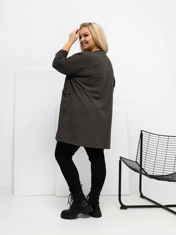 RELEVANCE Plus size bluza u tamnoj kaki boji