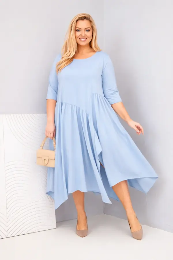 Kesi Włoski Plus size haljina s asimetričnim rubom plave boje
