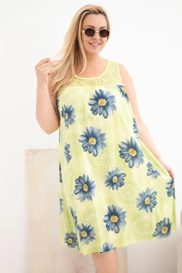 Kesi Włoski Plus Size haljina s cvjetnim uzorkom i čipkom