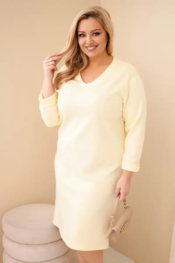 Kesi Włoski Plus size haljina s V-izrezom, boja maslaca