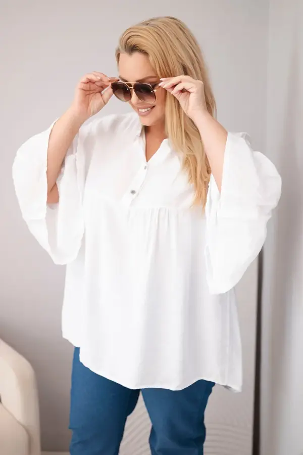 Kesi Włoski Plus size Kesi bluza s plisiranim rukavima
