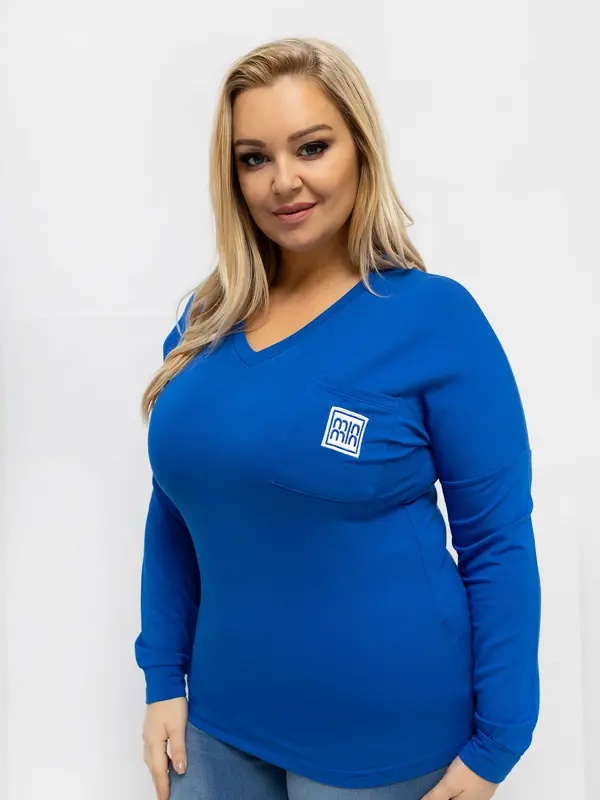 RELEVANCE Plus size majica dugih rukava kobaltne boje