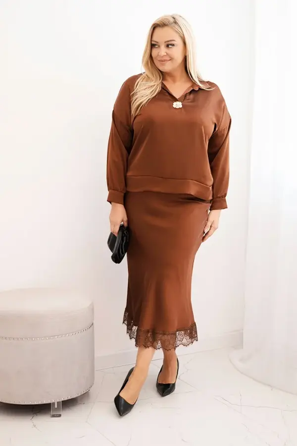 Kesi Włoski Plus size set s čipkom i satenskim sjajem