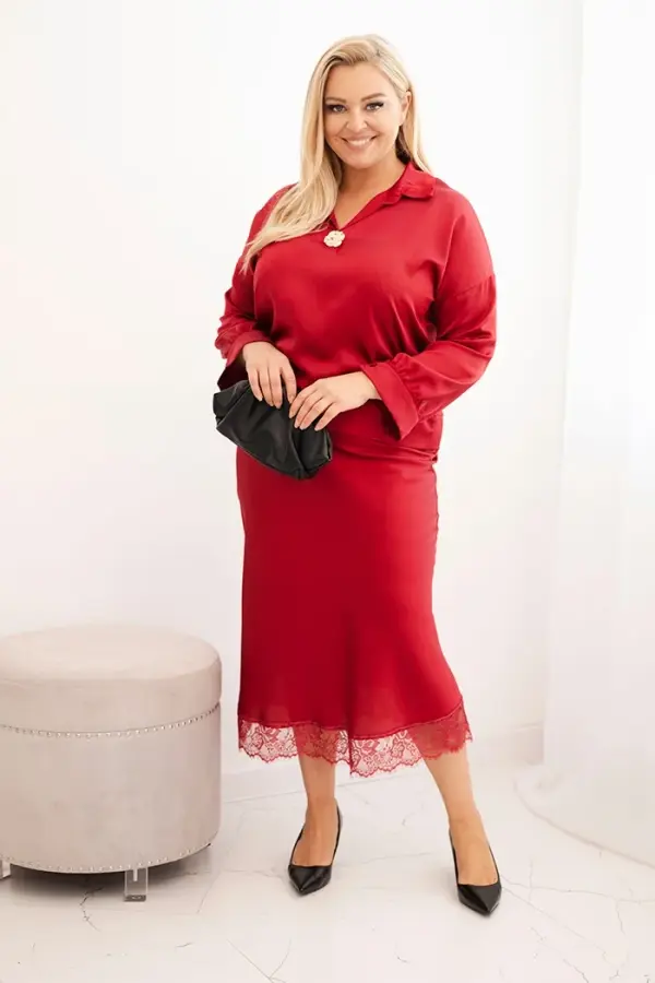 Kesi Włoski Plus size set s čipkom i satenskim sjajem