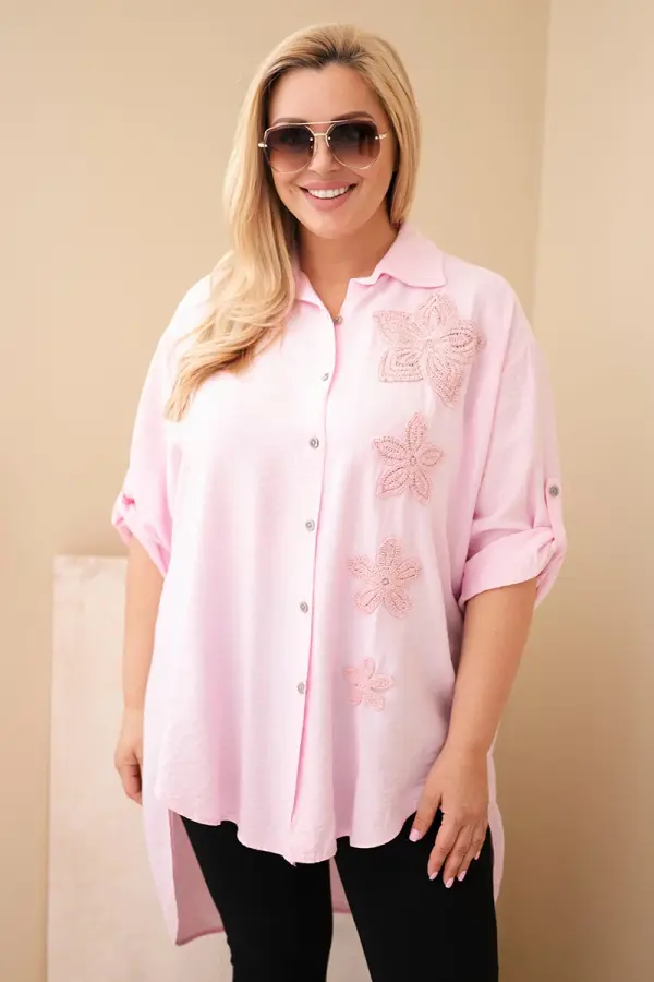 Kesi Włoski Plus size viskozna bluza s cvjetnim vezom
