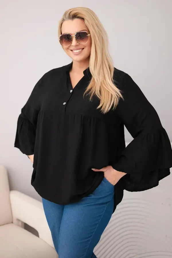 Kesi Włoski Plus size viskozna bluza s volanima na rukavima