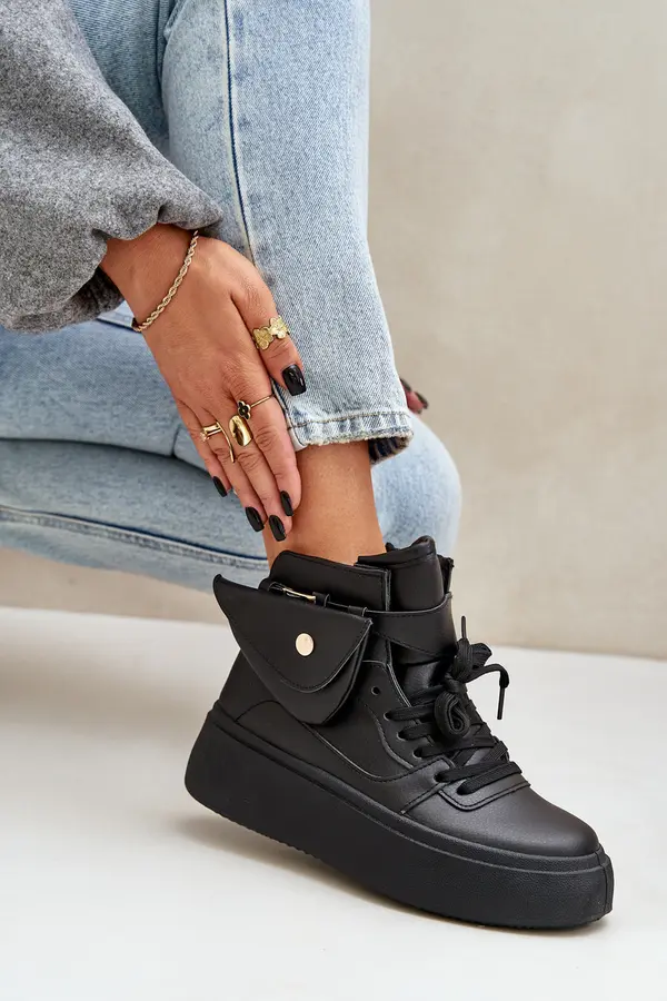 Boto PM1 High Sneakers With Pouch On Platform Black Saramis