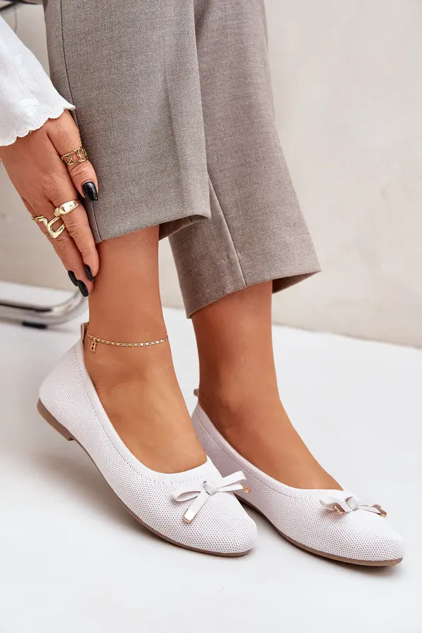 Boto PM1 Mesh Ballet Flats With Bow Light Beige Bianila