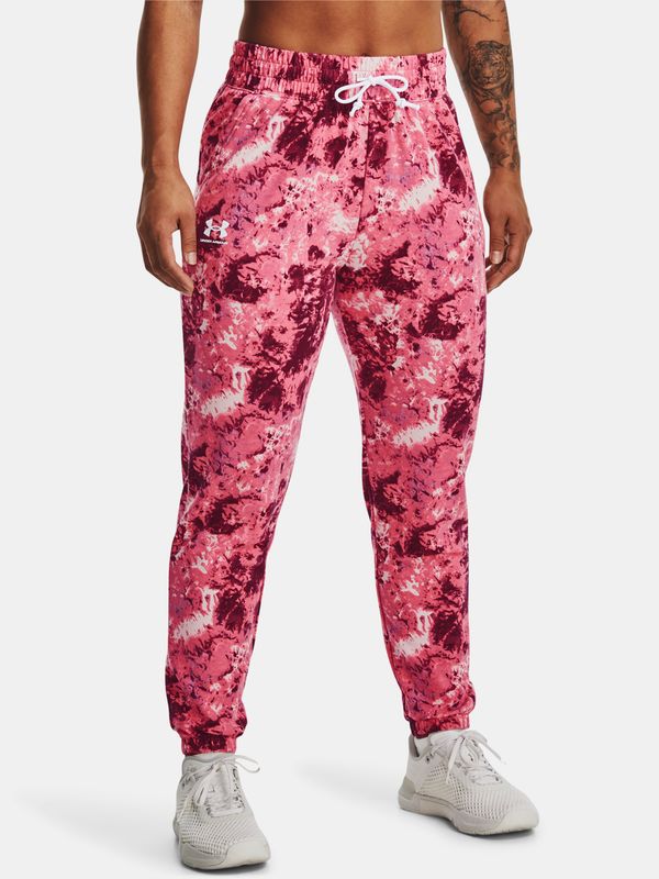 Under Armour Pod oklopnim trenirkama rival Terry Print Jogger-PNK - Žene