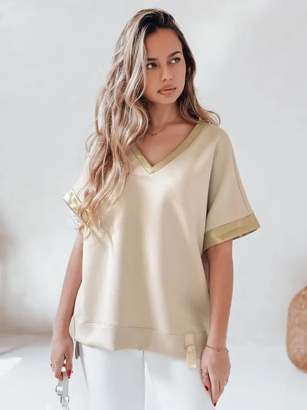 DStreet Predimenzionirana bluza SHINE LOVE bež